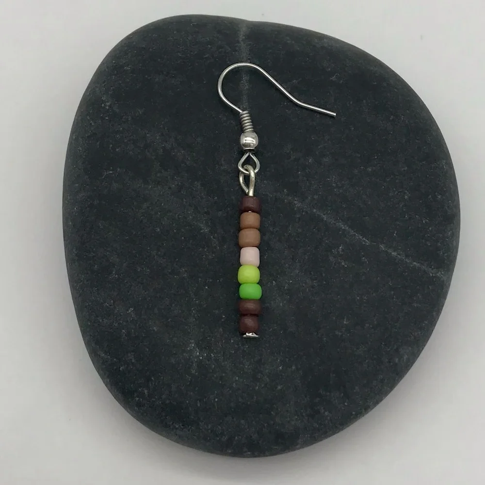 Boho Lightweight Neutral Avocado Dangle Earrings - Picture 2 of 3
